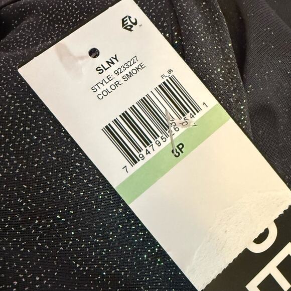 SL Fashions Women's Sparkle Mesh Capelet Ruched Gown Smoke Sz 8P Petite - Picture 5 of 9